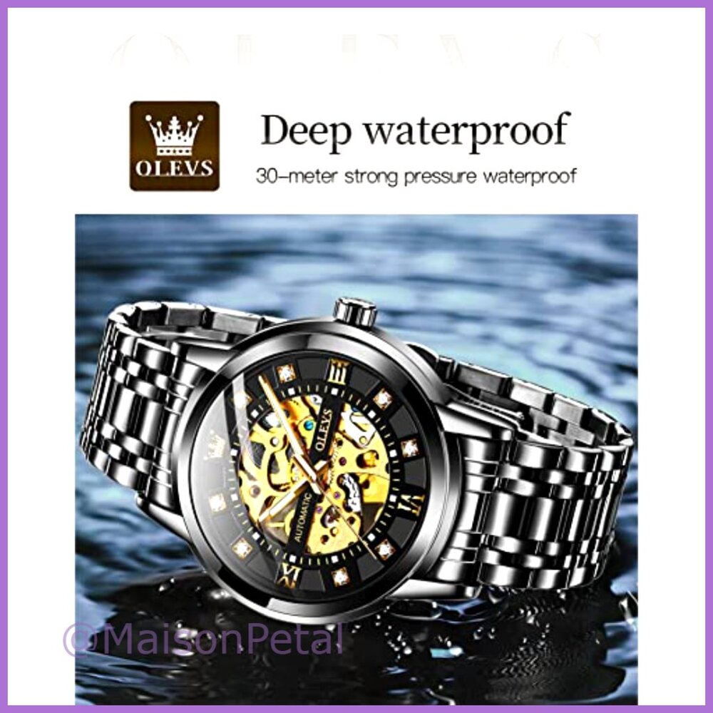 Gold Skeleton Watch Automatic Mechanical Self Win… - image 6